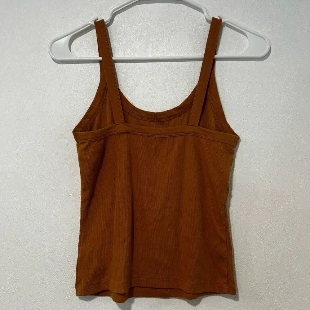 Wild Fable Ribbed Rust Brown Fitted Tank Top - Size Small - Picture 2 of 4